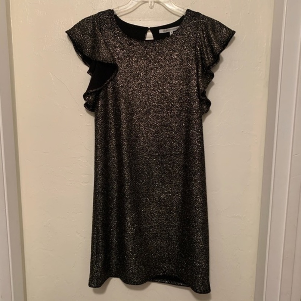 Collective concept shimmery flutter sleeve dress M